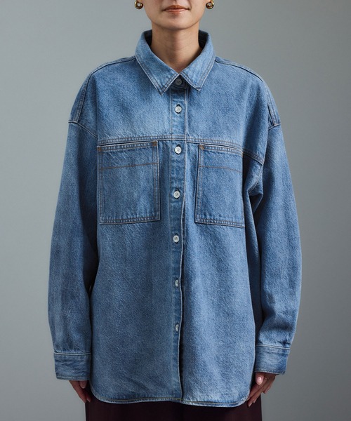 SALON adam et rope'（サロン アダム エ ロペ）の「USAコットンデニムオーバーシャツ［セットアップ対応］（シャツ/ブラウス・レディース・サックスブルー/ブルー系その他6・FREE）」の17枚目の写真