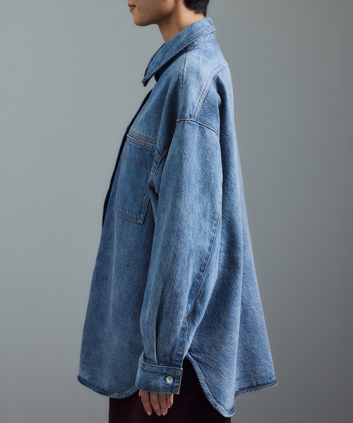 SALON adam et rope'（サロン アダム エ ロペ）の「USAコットンデニムオーバーシャツ［セットアップ対応］（シャツ/ブラウス・レディース・サックスブルー/ブルー系その他6・FREE）」の18枚目の写真