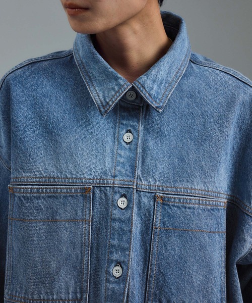 SALON adam et rope'（サロン アダム エ ロペ）の「USAコットンデニムオーバーシャツ［セットアップ対応］（シャツ/ブラウス・レディース・サックスブルー/ブルー系その他6・FREE）」の20枚目の写真
