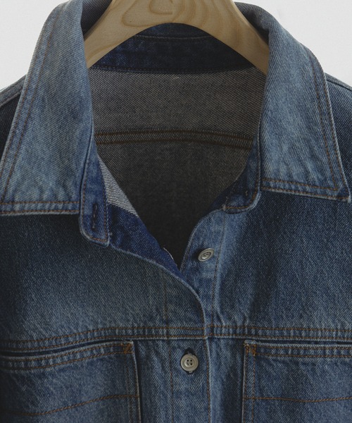 SALON adam et rope'（サロン アダム エ ロペ）の「USAコットンデニムオーバーシャツ［セットアップ対応］（シャツ/ブラウス・レディース・サックスブルー/ブルー系その他6・FREE）」の4枚目の写真