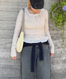 FREE'S MART | ◆レイヤード風フリルリボンカットソー(Tシャツ/カットソー)