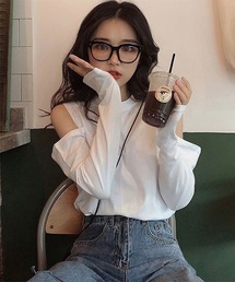 Mayree | 【Mayree】オープンショルダー 肩出し 長袖 トップス(Tシャツ/カットソー)
