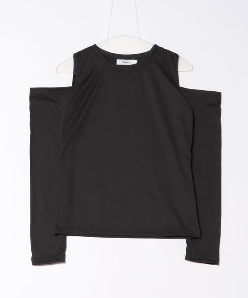 Mayree】オープンショルダー 肩出し 長袖 トップス（Tシャツ