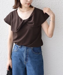 SHIPS Colors:〈手洗い可能〉ジョーゼット ネジリ カラー トップス