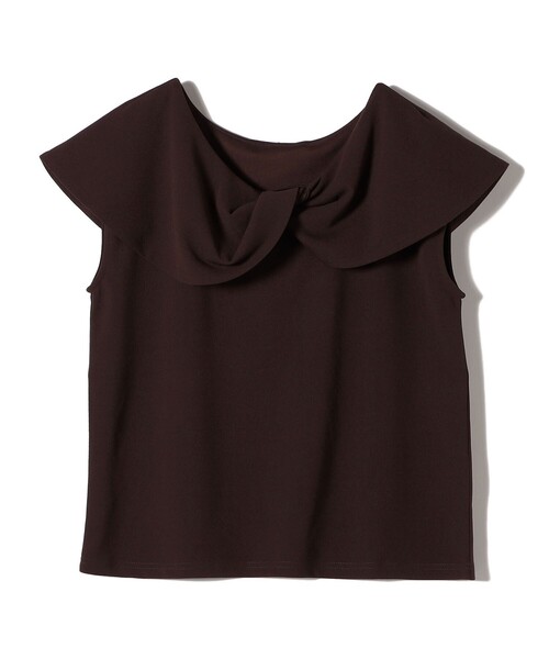 SHIPS Colors(シップス カラーズ)の「SHIPS Colors:〈手洗い可能〉ジョーゼット ネジリ カラー トップス(Tシャツ/カットソー・レディース・ブラック/ブラウン・ONE SIZE)」の4枚目の写真
