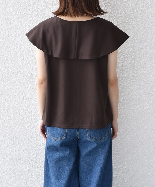 SHIPS Colors(シップス カラーズ)の「SHIPS Colors:〈手洗い可能〉ジョーゼット ネジリ カラー トップス(Tシャツ/カットソー・レディース・ブラック/ブラウン・ONE SIZE)」の14枚目の写真