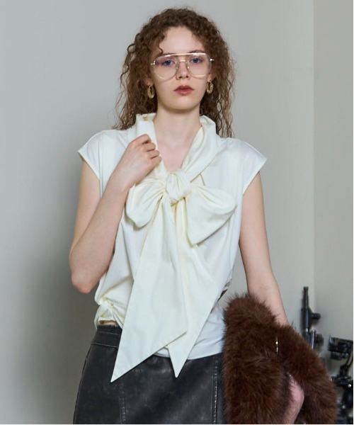 tシャツ 2way Bow Tie Tops/2WAYボウタイトップス「MAISON SPECIAL/メゾンスペシャル」 レディース MAISON SPECIAL(メゾンスペシャル)｜【予約販売】2way Bow Tie