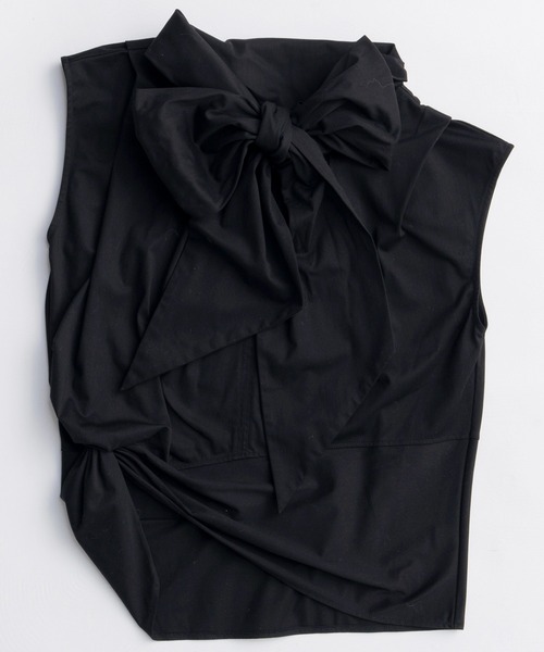 MAISON SPECIAL（メゾンスペシャル）の「2way Bow Tie Tops/2WAYボウタイトップス（Tシャツ/カットソー・レディース・ブルー/ブラック/ホワイト・FREE）」の13枚目の写真