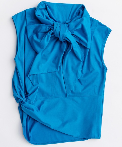 MAISON SPECIAL（メゾンスペシャル）の「2way Bow Tie Tops/2WAYボウタイトップス（Tシャツ/カットソー・レディース・ブルー/ブラック/ホワイト・FREE）」の14枚目の写真