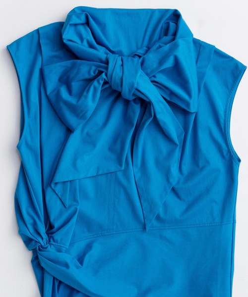 MAISON SPECIAL（メゾンスペシャル）の「2way Bow Tie Tops/2WAYボウタイトップス（Tシャツ/カットソー・レディース・ブルー/ブラック/ホワイト・FREE）」の15枚目の写真
