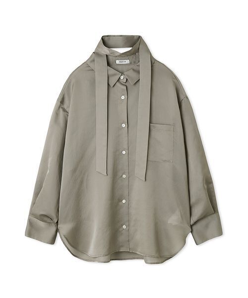 FRAY I.D（フレイアイディー）の「タイチョーカーシアーサテンシャツ（シャツ/ブラウス・レディース・ブラウン/ピンク/グレー・F）」の17枚目の写真