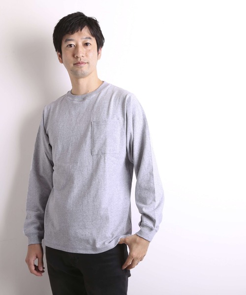 BACKYARD FAMILY(バックヤードファミリー)の「Goodwear 2w7 8518 袖リブ ポケット付き ロングTシャツ(Tシャツ/カットソー・メンズ・グレー/カーキ/ブラック/ホワイト/ネイビー・S/M/LL/L)」の10枚目の写真