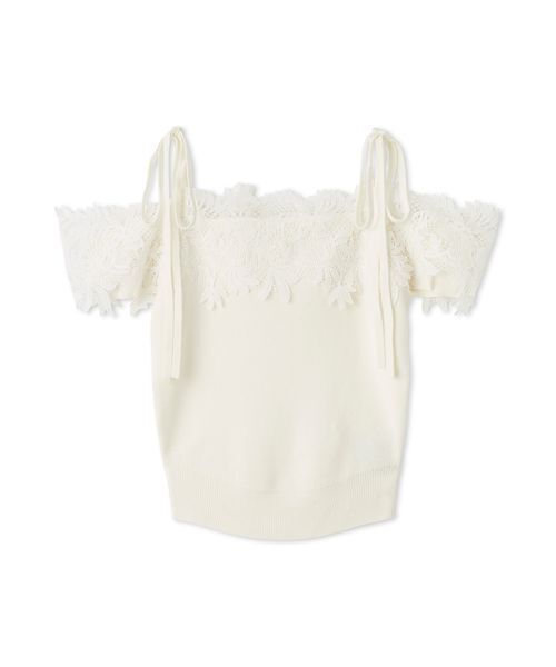 SNIDEL（スナイデル）の「レースコンビハーフスリーブニットプルオーバー（ニット/セーター・レディース・ホワイト/ライトブルー/グレー・F）」の22枚目の写真