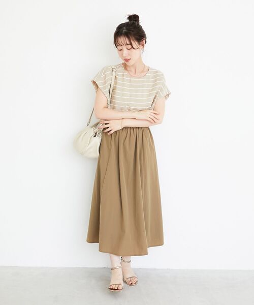 le.coeur blanc(ルクールブラン)の「ドビーボーダードッキングワンピース(ワンピース・レディース・ベージュ系その他2/ブラック系その他・38)」の11枚目の写真