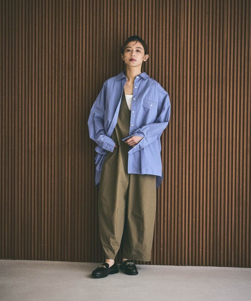 【美品】roku ストライプVネックオールインワン 6（ロク）の「＜6(ROKU)＞ストライプ Vネック オールインワン