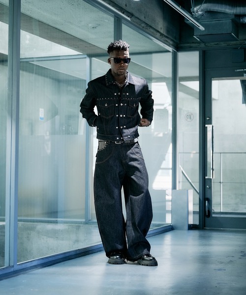 ANDER HUNK（アンダーハンク）の「Studs Design Rigid Curve Denim / スタッズデザインリジットカーブデニム（デニムパンツ・メンズ・インディゴブルー/ブラック/ブラック系その他・MEDIUM/LARGE/SMALL/X-SMALL）」の12枚目の写真