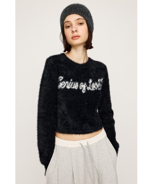 SLY（スライ）の「【限定カラーあり】SHAGGY YARN LOGO C/N TOPS シャギーヤーン ロゴ クルーネック トップス 秋服 冬服（ニット/セーター・レディース・ブラック/グレー/ブラウン/ピンク・FREE）」の8枚目の写真