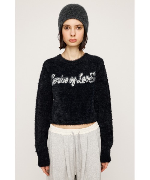 SLY（スライ）の「【限定カラーあり】SHAGGY YARN LOGO C/N TOPS シャギーヤーン ロゴ クルーネック トップス 秋服 冬服（ニット/セーター・レディース・ブラック/グレー/ブラウン/ピンク・FREE）」の9枚目の写真