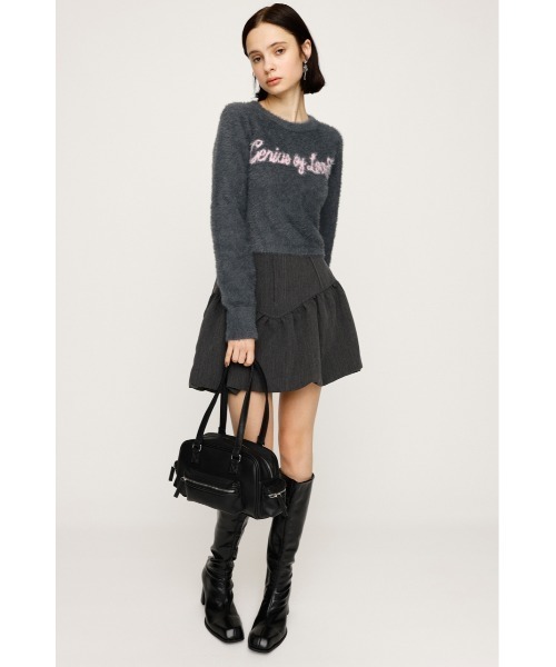 SLY（スライ）の「【限定カラーあり】SHAGGY YARN LOGO C/N TOPS シャギーヤーン ロゴ クルーネック トップス 秋服 冬服（ニット/セーター・レディース・ブラック/グレー/ブラウン/ピンク・FREE）」の11枚目の写真