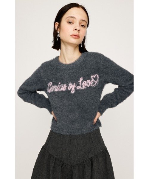 SLY（スライ）の「【限定カラーあり】SHAGGY YARN LOGO C/N TOPS シャギーヤーン ロゴ クルーネック トップス 秋服 冬服（ニット/セーター・レディース・ブラック/グレー/ブラウン/ピンク・FREE）」の12枚目の写真