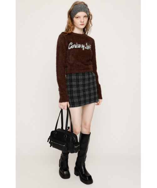 SLY（スライ）の「【限定カラーあり】SHAGGY YARN LOGO C/N TOPS シャギーヤーン ロゴ クルーネック トップス 秋服 冬服（ニット/セーター・レディース・ブラック/グレー/ブラウン/ピンク・FREE）」の15枚目の写真
