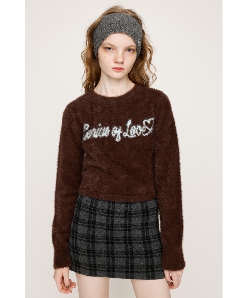 SLY（スライ）の「【限定カラーあり】SHAGGY YARN LOGO C/N TOPS シャギーヤーン ロゴ クルーネック トップス 秋服 冬服（ニット/セーター・レディース・ブラック/グレー/ブラウン/ピンク・FREE）」の14枚目の写真