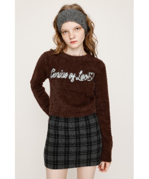 SLY（スライ）の「【限定カラーあり】SHAGGY YARN LOGO C/N TOPS シャギーヤーン ロゴ クルーネック トップス 秋服 冬服（ニット/セーター・レディース・ブラック/グレー/ブラウン/ピンク・FREE）」の16枚目の写真