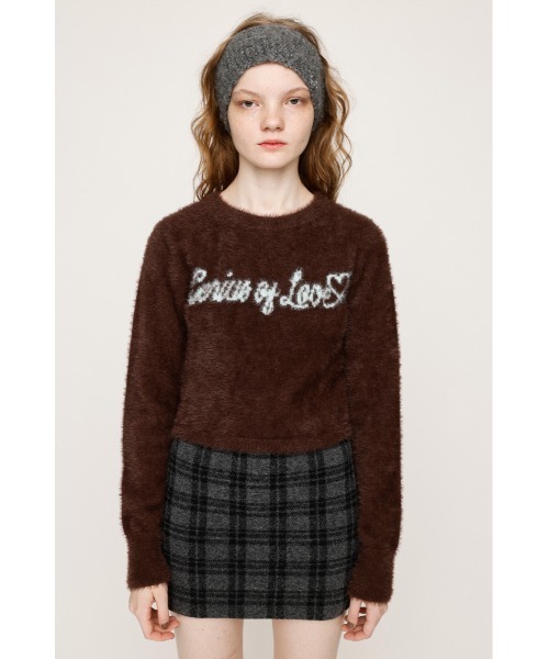 SLY（スライ）の「【限定カラーあり】SHAGGY YARN LOGO C/N TOPS シャギーヤーン ロゴ クルーネック トップス 秋服 冬服（ニット/セーター・レディース・ブラック/グレー/ブラウン/ピンク・FREE）」の17枚目の写真