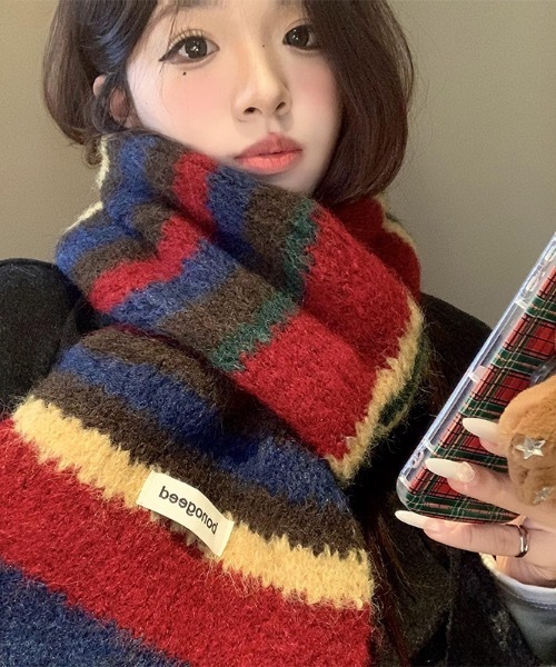 セール】マルチボーダーニットマフラー（マフラー）｜SHEPP（シープ