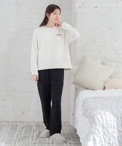 Honeys（ハニーズ）の「ワンポイントルームウェア（上下セット）（ルームウェア/パジャマ・レディース・ライトグレー系/ホワイト×ブラウン/グレー系その他/ホワイト×ブラック・S/M/LL/L）」の18枚目の写真