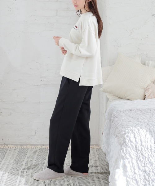 Honeys（ハニーズ）の「ワンポイントルームウェア（上下セット）（ルームウェア/パジャマ・レディース・ライトグレー系/ホワイト×ブラウン/グレー系その他/ホワイト×ブラック・S/M/LL/L）」の13枚目の写真