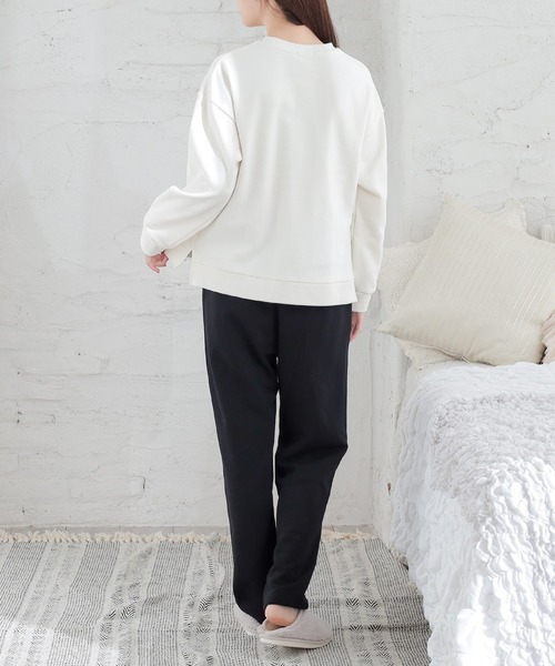 Honeys（ハニーズ）の「ワンポイントルームウェア（上下セット）（ルームウェア/パジャマ・レディース・ライトグレー系/ホワイト×ブラウン/グレー系その他/ホワイト×ブラック・S/M/LL/L）」の14枚目の写真