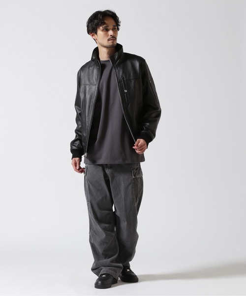 STAND LEATHER MA-1 MOD JACKET / スタンド レザー MA-1 モディファイ