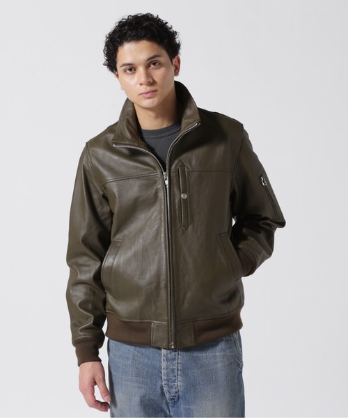 【AVIREX】 MA-1 モディファイモデル リアルレザー & スタッズ STAND LEATHER MA-1 MOD JACKET / スタンド レザー MA-1 モディファイ