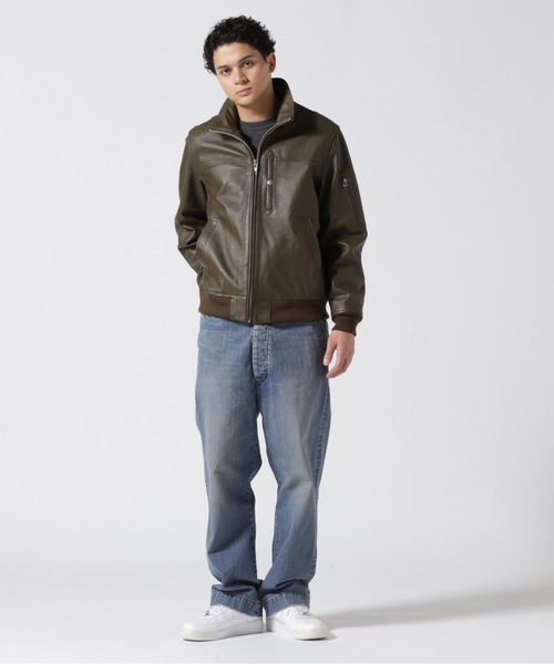 STAND LEATHER MA-1 MOD JACKET / スタンド レザー MA-1 モディファイ