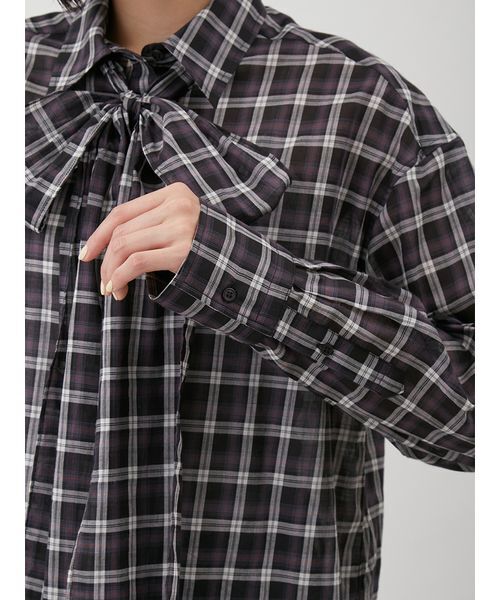 セール】2wayシャツ衿シアーボウタイブラウス（シャツ/ブラウス