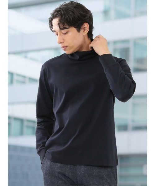 TAKA-Q(タカキュー)の「Tシャツ メンズ 長袖 ストレッチ 綿 コットン 無地 シルケット スムス タートルネック ドレスT(Tシャツ/カットソー・メンズ・ホワイト/ネイビー/ブラック/ブラウン・MEDIUM/X-LARGE/LARGE)」の4枚目の写真