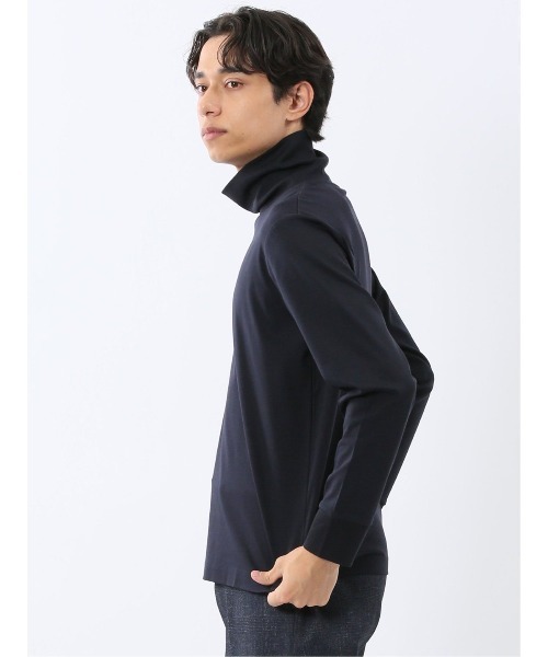 TAKA-Q(タカキュー)の「Tシャツ メンズ 長袖 ストレッチ 綿 コットン 無地 シルケット スムス タートルネック ドレスT(Tシャツ/カットソー・メンズ・ホワイト/ネイビー/ブラック/ブラウン・MEDIUM/X-LARGE/LARGE)」の9枚目の写真