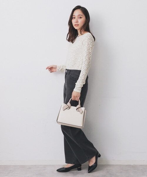 index(インデックス)の「モールレースシアートップス【洗濯機OK】(Tシャツ/カットソー・レディース・グリーン系/オフホワイト/ブラック・40/38/36/42)」の6枚目の写真