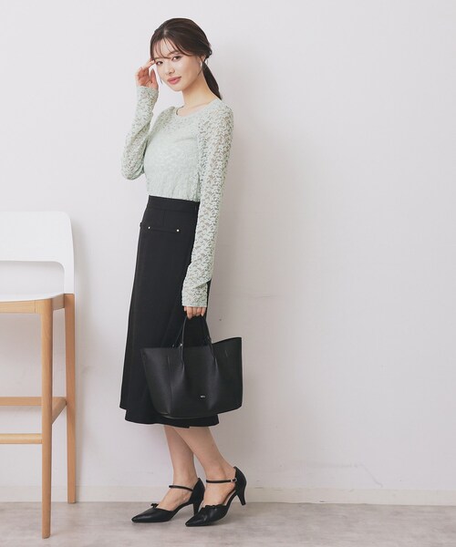 index(インデックス)の「モールレースシアートップス【洗濯機OK】(Tシャツ/カットソー・レディース・グリーン系/オフホワイト/ブラック・40/38/36/42)」の10枚目の写真