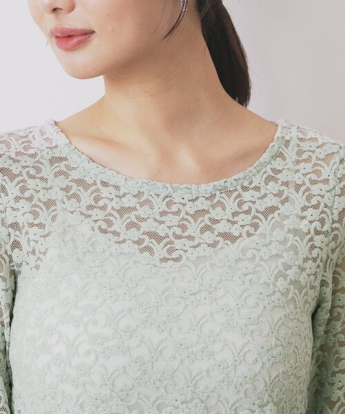 index(インデックス)の「モールレースシアートップス【洗濯機OK】(Tシャツ/カットソー・レディース・グリーン系/オフホワイト/ブラック・40/38/36/42)」の15枚目の写真