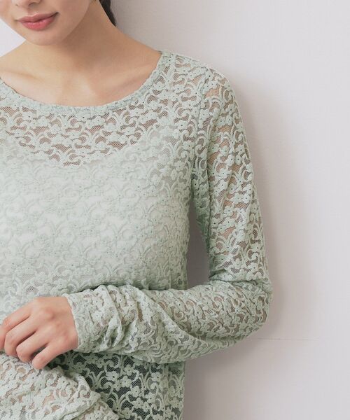 セール】モールレースシアートップス【洗濯機OK】（Tシャツ/カットソー