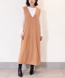 深めVネックオールインワンワンピース