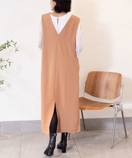 ONEP STAR（ワンピスター）の「深めVネックオールインワンワンピース（ワンピース・レディース・ネイビー/ベージュ/グレー/カーキ/ブラック・FREE）」の10枚目の写真