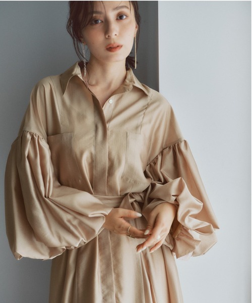 シルクタッチオーガンワンピース（ドレス）｜anuans（ア