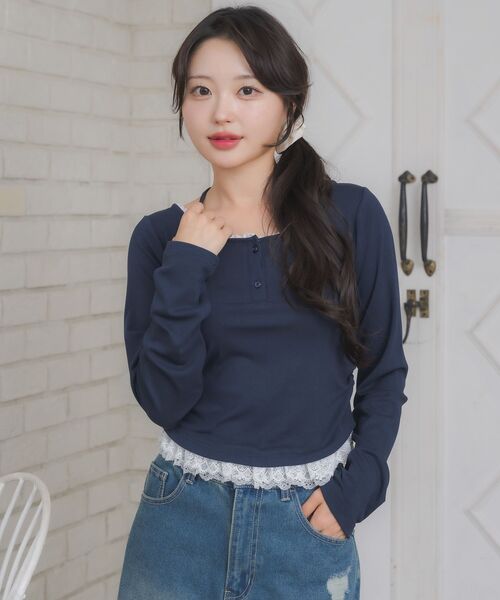 ems excite(エムズエキサイト)の「裾フリルロンTEE(Tシャツ/カットソー・レディース・チャコールグレー/ダークブルー/ピンク・FREE)」の22枚目の写真