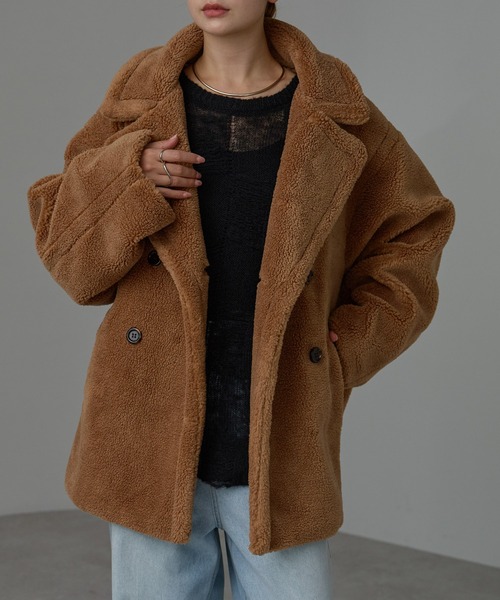 試着のみ美品　r.（アールドット）テディボア ミドルコート　キャメル r.（アールドット）の「テディボア ミドルコート（ピーコート）」 - WEAR