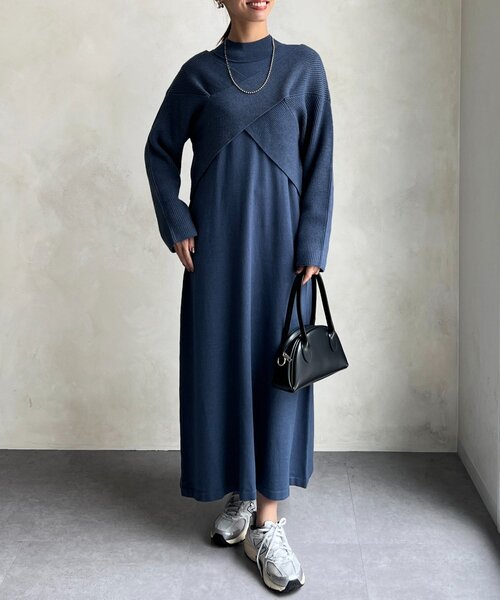 Chez toi（シェトワ）の「クロスプルオーバー×ニットワンピース