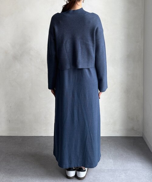 Chez toi(シェトワ)の「クロスプルオーバー×ニットワンピース(ワンピース・レディース・ブルー/グレイッシュベージュ/ブラック・FREE)」の16枚目の写真