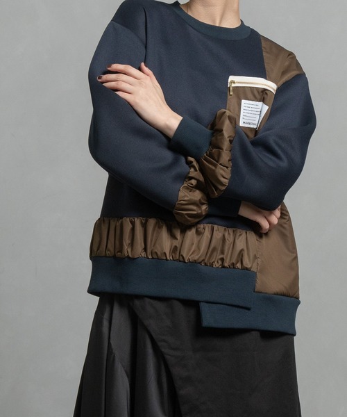 MARECHAL TERRE（マルシャルテル）の「コンビネーションギャザートップス（Tシャツ/カットソー・レディース・セージグリーン/カーキ/ブラック/ネイビー・MEDIUM）」の4枚目の写真